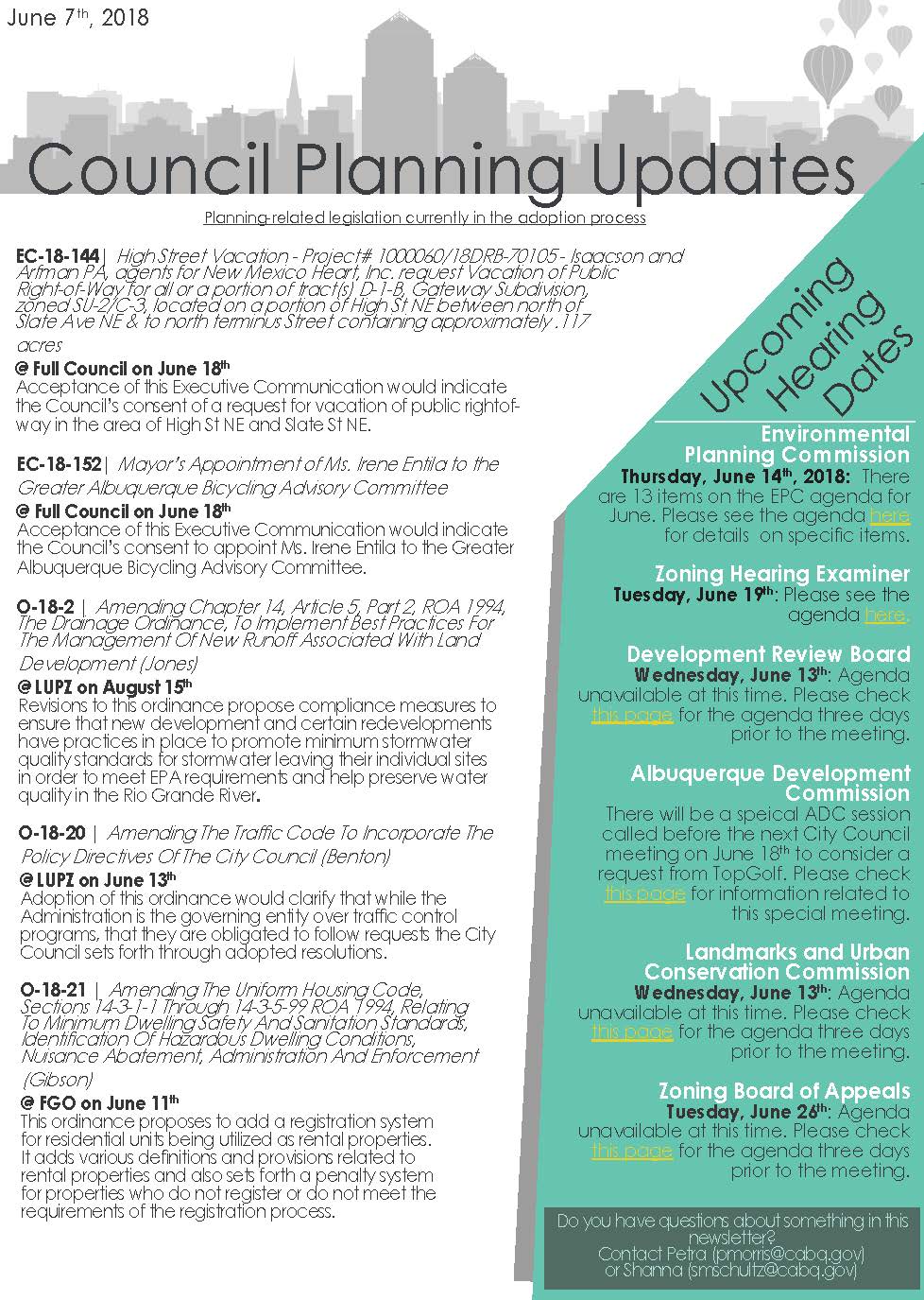 City Council Planning Newsletter — City of Albuquerque